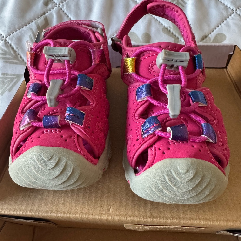 Okie Dokie Pink and Rainbow Girls Size 5M Sandals